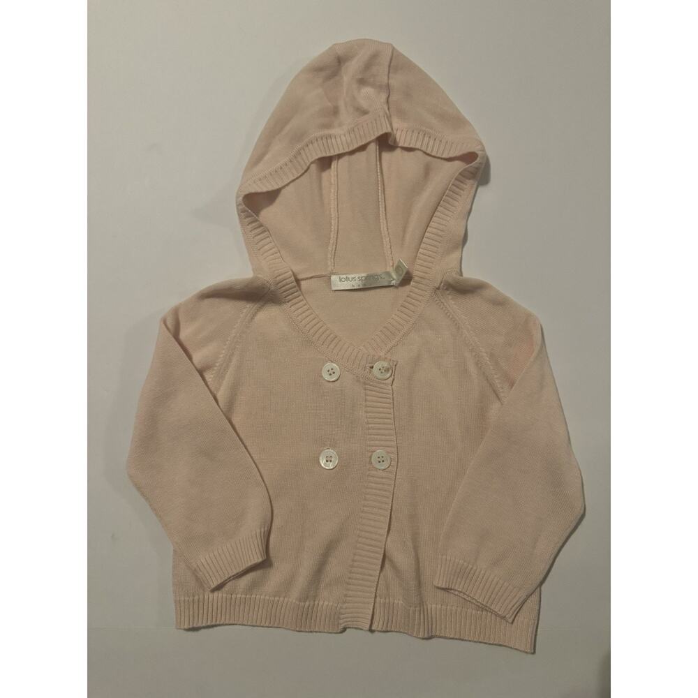 Lotus Springs Baby Hooded Cardigan Cashmere Blend Pink 6-9M